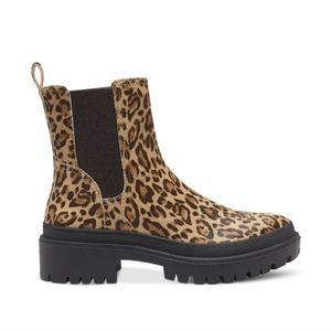 LUCKY BRAND LEOPARD PRINT SUEDE BLOCK HEEL BOOTS SIZE 8